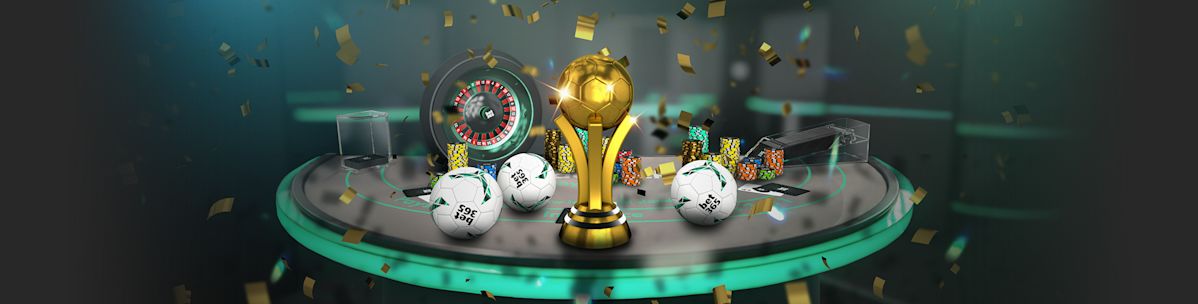 Trophy surrounded by footballs